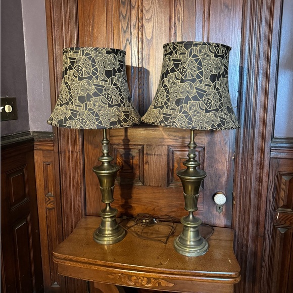 Pair of vintage antique brass table lamps - Picture 1 of 4
